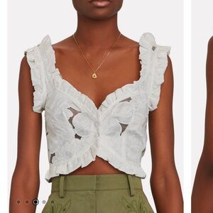 FOR LOVE AND LEMONS Evelyn Embroidered Organza Crop Top - XS